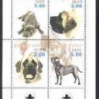 Estonia (Kihnu) 2000 Dogs #1 perf sheetlet of 4 with Scouts Logo in bottom margin