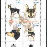 Estonia (Kihnu) 2000 Dogs #2 perf sheetlet of 4 with Scouts Logo in bottom margin