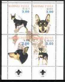Estonia (Kihnu) 2000 Dogs #2 perf sheetlet of 4 with Scouts Logo in bottom margin
