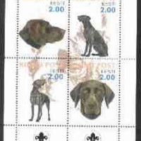 Estonia (Kihnu) 2000 Dogs #3 perf sheetlet of 4 with Scouts Logo in bottom margin