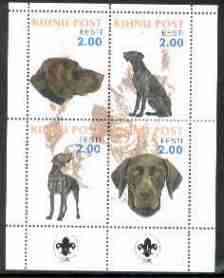 Estonia (Kihnu) 2000 Dogs #3 perf sheetlet of 4 with Scouts Logo in bottom margin