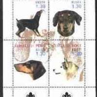 Estonia (Manilaid) 2000 Dogs #2 perf sheetlet of 4 with Scouts Logo in bottom margin
