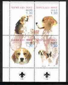 Estonia (Manilaid) 2000 Dogs #3 perf sheetlet of 4 with Scouts Logo in bottom margin