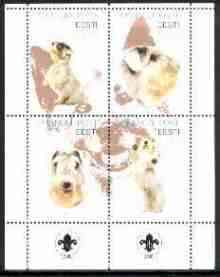Estonia (Prangli) 2000 Dogs #4 perf sheetlet of 4 with Scouts Logo in bottom margin