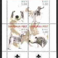 Estonia (Saaremaa) 2000 Dogs #1 perf sheetlet of 4 with Scouts Logo in bottom margin unmounted mint
