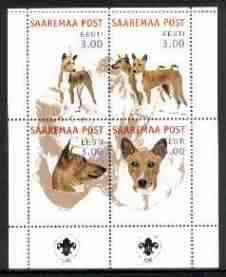 Estonia (Saaremaa) 2000 Dogs #3 perf sheetlet of 4 with Scouts Logo in bottom margin unmounted mint