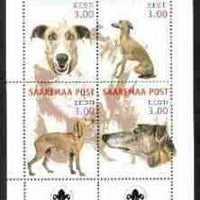 Estonia (Saaremaa) 2000 Dogs #4 perf sheetlet of 4 with Scouts Logo in bottom margin