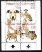 Estonia (Saaremaa) 2000 Dogs #4 perf sheetlet of 4 with Scouts Logo in bottom margin