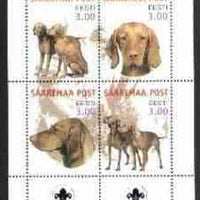 Estonia (Saaremaa) 2000 Dogs #5 perf sheetlet of 4 with Scouts Logo in bottom margin