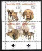 Estonia (Saaremaa) 2000 Dogs #5 perf sheetlet of 4 with Scouts Logo in bottom margin