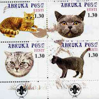 Estonia (Abruka) 2000 Domestic Cats #3 perf sheetlet of 4 with Scouts Logo in bottom margin unmounted mint