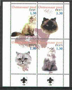 Estonia (Osmussaar) 2000 Domestic Cats #1 perf sheetlet of 4 with Scouts Logo in bottom margin unmounted mint