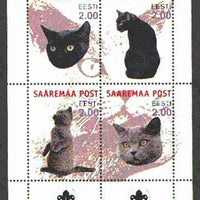 Estonia (Saaremaa) 2000 Domestic Cats #5 perf sheetlet of 4 with Scouts Logo in bottom margin unmounted mint