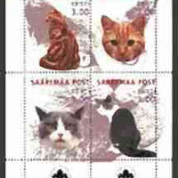 Estonia (Saaremaa) 2000 Domestic Cats #2 perf sheetlet of 4 with Scouts Logo in bottom margin