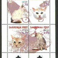 Estonia (Saaremaa) 2000 Domestic Cats #3 perf sheetlet of 4 with Scouts Logo in bottom margin