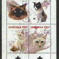 Estonia (Saaremaa) 2000 Domestic Cats #4 perf sheetlet of 4 with Scouts Logo in bottom margin