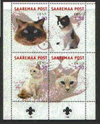 Estonia (Saaremaa) 2000 Domestic Cats #4 perf sheetlet of 4 with Scouts Logo in bottom margin