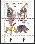 Estonia (Hiiumaa) 2000 Dogs #5 perf sheetlet of 4 with Scouts Logo in bottom margin