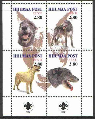Estonia (Hiiumaa) 2000 Dogs #5 perf sheetlet of 4 with Scouts Logo in bottom margin