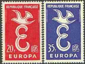 France 1958 Europa set of 2 unmounted mint, SG 1397-98