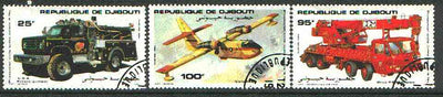 Djibouti 1984 Fire Fighting set of 3 (Fire engine, crane & Aircraft) cto used SG 929-31*