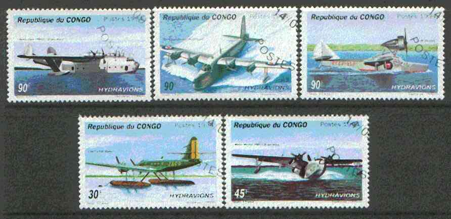 Congo 1994 Flying Boats & Sea Planes set of 5 cto used*