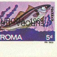 Stroma 1969 Fish 5d (Haddock) imperf single with 'Europa 1969' opt doubled, one inverted (very slight gum disturbance)