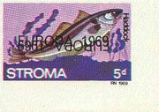 Stroma 1969 Fish 5d (Haddock) imperf single with 'Europa 1969' opt doubled, one inverted (very slight gum disturbance)