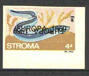 Stroma 1969 Fish 4d (Eel) imperf single with 'Europa 1969' opt doubled, one inverted (very slight gum disturbance)*