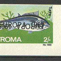 Stroma 1969 Fish 2s (Tunny) imperf single with 'Europa 1969' opt doubled, one inverted (very slight gum disturbance)*