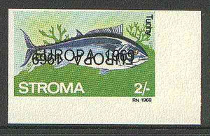 Stroma 1969 Fish 2s (Tunny) imperf single with 'Europa 1969' opt doubled, one inverted (very slight gum disturbance)*