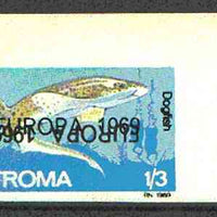 Stroma 1969 Fish 1s3d (Dogfish) imperf single with 'Europa 1969' opt doubled, one inverted (very slight gum disturbance)*
