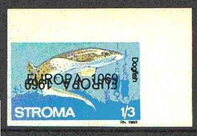 Stroma 1969 Fish 1s3d (Dogfish) imperf single with 'Europa 1969' opt doubled, one inverted (very slight gum disturbance)*