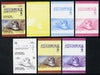 St Vincent - Grenadines 1987 Locomotives #8 (Leaders of the World) $2 (Pioneer Zephyr 3-car set) set of 7 imperf se-tenant progressive proof pairs comprising the 4 basic colours plus 2, 3 and all 4-colour composites unmounted mint