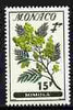 Monaco 1959 Mimosa 15f on 1 3f unmounted mint from Flowers set, SG 619*