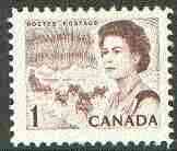 Canada 1967-73 def 1c brown (Northern Lights & Dog Team) unmounted mint SG 579*
