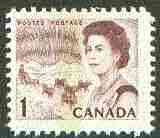 Canada 1967-73 def 1c brown (Northern Lights & Dog Team) unmounted mint with central phosphor band SG 579pa*