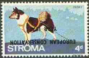 Stroma 1970 Dogs 4d (Husky) perf single with 'European Conservation Year 1970' opt inverted unmounted mint*