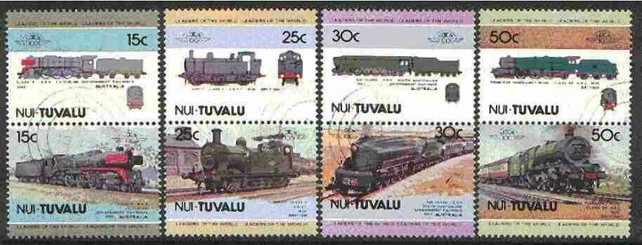 Tuvalu - Nui 1984 Locomotives #1 (Leaders of the World) set of 8 fine cds used