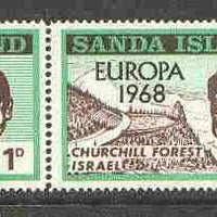 Sanda Island 1968 Europa opt on 1967 Churchill perf def strip of 4 (Chichester Boat, Forest etc) unmounted mint