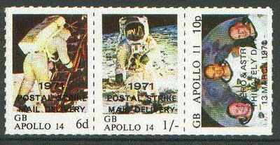Sanda Island 1971 Postal Strike opt on Apollo 11 Moon Landing unmounted mint rouletted set of 3 (opt'd for use on the British mainland)