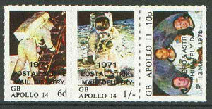 Sanda Island 1971 Postal Strike opt on Apollo 11 Moon Landing unmounted mint rouletted set of 3 (opt'd for use on the British mainland)