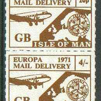 Isle of Man 1971 Europa Local rouletted set of 2 (20p & 4s) produced for use on the British mainland during the Postal strike unmounted mint