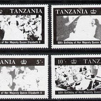 Tanzania 1987 Queen's 60th Birthday set of 4 perforated proofs in black only (as SG 517-20) unmounted mint