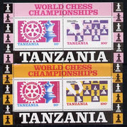 Tanzania 1986 World Chess/Rotary m/sheet with yellow omitted plus normal both unmounted mint as SG MS 463)