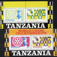 Tanzania 1986 World Chess/Rotary m/sheet with red omitted plus normal both unmounted mint as SG MS 463