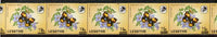 Lesotho 1986-88 Butterflies Yellow Pansy 15s on 5s unmounted mint strip of 7 with progressive shift of surch (bars top & bottom) SG 727