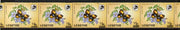 Lesotho 1986-88 Butterflies Yellow Pansy 15s on 5s unmounted mint strip of 7 with progressive shift of surch (bars top & bottom) SG 727