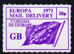 Cinderella - Council of Europe 1971 Rouletted 20p Flag design,produced for use during Great Britain Postal strike unmounted mint