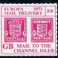Cinderella - Channel Islands 1971 Rouletted 3s6d magenta (1d & 2.5d Occupation issues) produced for use during Great Britain Postal strike unmounted mint